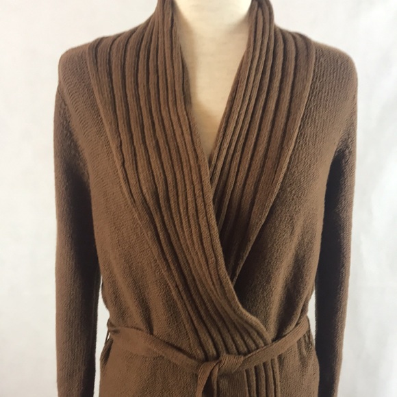 EUC White + Warren Open Front Cardigan with Long Sleeves and Removable Tie Belt - Picture 3 of 9